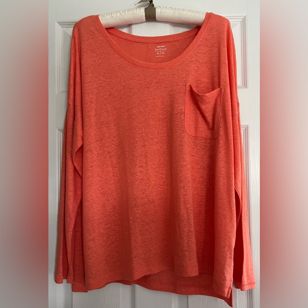 Women’s Orange Long Sleeved Lightweight Sweater SZ XL